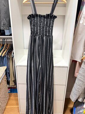 Cosmic Beauty Black & White Striped Wide Leg Jumpsuit - Medium